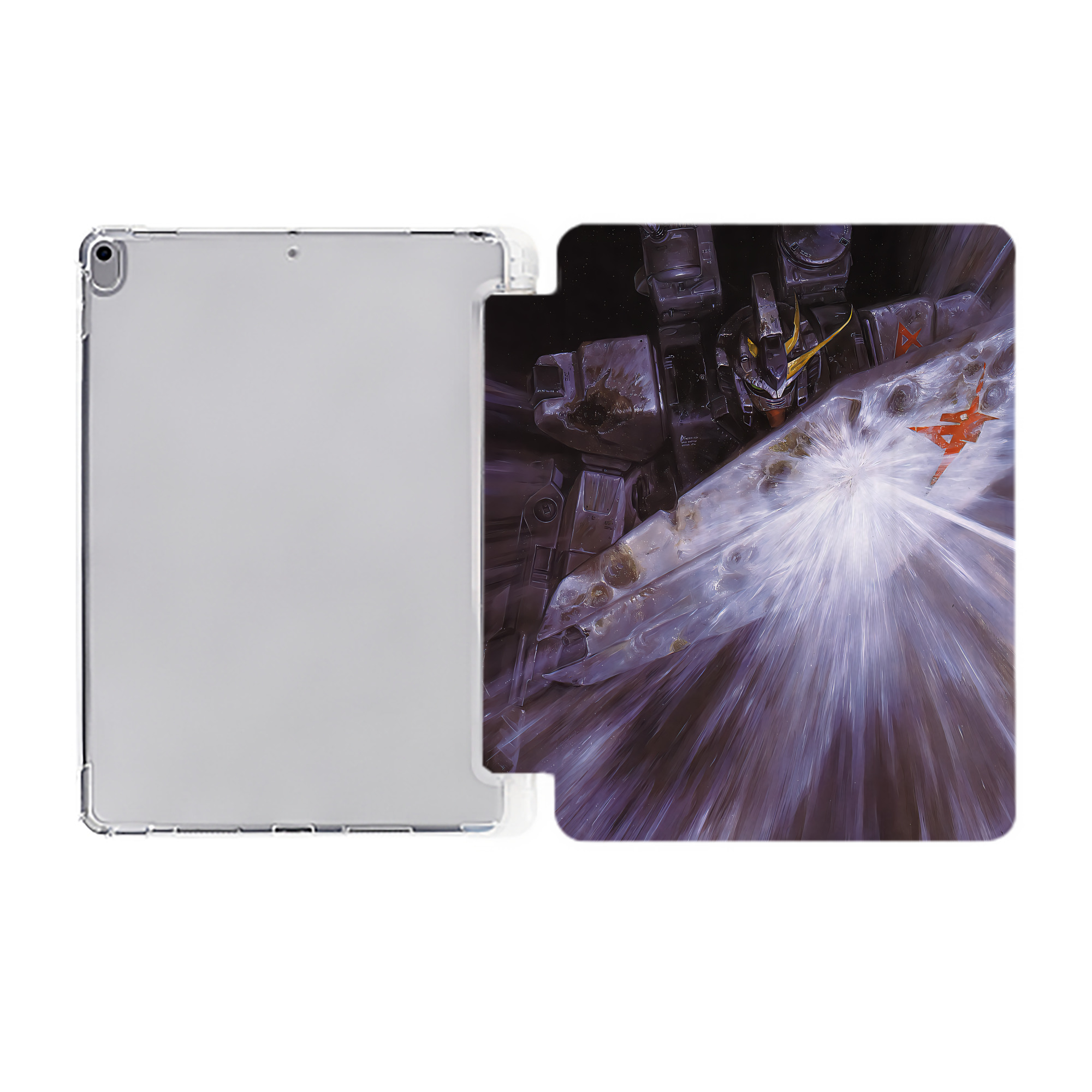 （画像用） 機動戦士ガンダム Mobile Suit Gundam IPad ケース ペン収納付き 三つ折りスタンド PUレザー×シリコン 対応機種9.5/10.5/10.9インチ